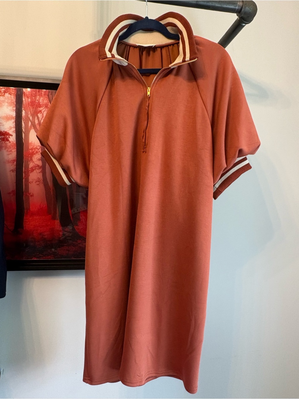 entro Rust Short-Sleeve Polo Midi Dress